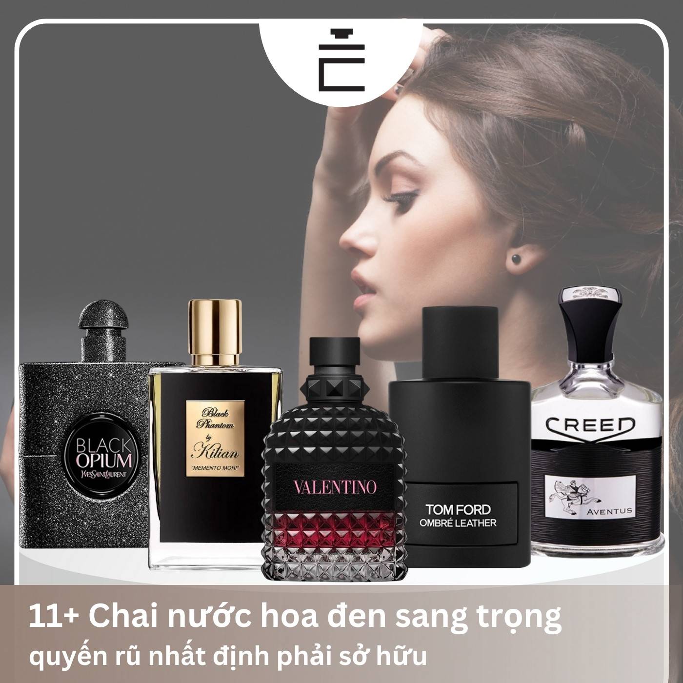 Những chai nước hoa màu đen sang trọng, quyến rũ